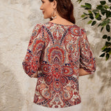 EMERY ROSE Blusa con estampado de paisley de manga farol