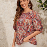 EMERY ROSE Blusa con estampado de paisley de manga farol