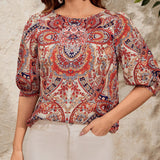 EMERY ROSE Blusa con estampado de paisley de manga farol