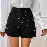 Prive Shorts con cuenta de perla de talle alto