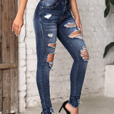 Tall Jeans ajustados desgarro de talle alto