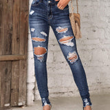 Tall Jeans ajustados desgarro de talle alto