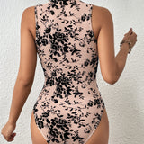 Prive Body tank con estampado floral de cuello alto