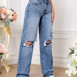 Tall Jeans de pierna recta desgarro