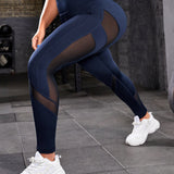 Yoga Sxy Leggings deportivos de malla en contraste de cintura ancha