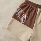 EZwear Shorts de color combinado con estampado de letra de cintura con cordon
