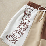 EZwear Shorts de color combinado con estampado de letra de cintura con cordon