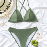 Swim Basics Conjunto de bikini triangular solido de playa de verano