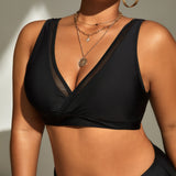 Swim Curve Top bikini de malla en contraste