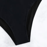 Swim Bottom de bikini con estampado de cadena de malla en contraste de talle alto