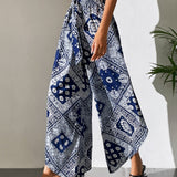 Tall Pantalones de pierna ancha con estampado de panuelo con paisley