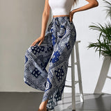 Tall Pantalones de pierna ancha con estampado de panuelo con paisley