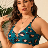 SXY Top bikini con estampado de leopardo vinculado con aro