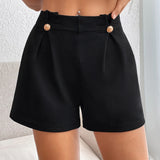 Prive Shorts unicolor con diseno de boton