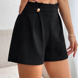 Prive Shorts unicolor con diseno de boton