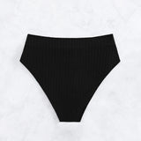 Swim Bottom de bikini liso de cintura doblada