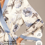 LUVLETTE Bata de Satin con estampado floral y corbata