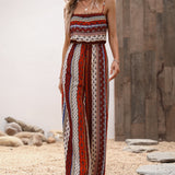 VCAY Allover Print Wide Leg Cami Jumpsuit