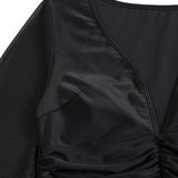 Swim Chicsea Conjunto de tankini transparente Top de manga tres cuartos y parte inferior de bikini y falda para cubrir Traje de bano de 3 piezas