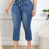 Jeans con bolsillo oblicuo capri amplio