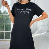 Vestido de dormir con estampado de slogan