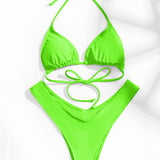 Swim Banador bikini triangulo halter neon