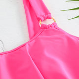 Swim Lushore Banador bikini con estampado tropical bajo con fruncido