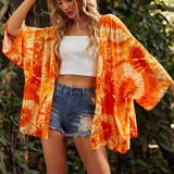 kimono de tie dye con parte delantera abierta