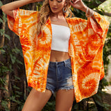 kimono de tie dye con parte delantera abierta