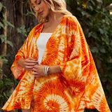 kimono de tie dye con parte delantera abierta