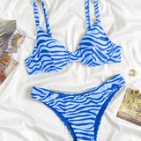 X Lele Pons  Swim Mod Conjunto de bikini con rayas de cebra Top sin aros y traje de baño de 2 piezas con parte inferior atrevida -Spanish (SIDE)