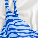 X Lele Pons  Swim Mod Conjunto de bikini con rayas de cebra Top sin aros y traje de baño de 2 piezas con parte inferior atrevida -Spanish (SIDE)
