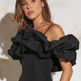 Haute Ruffle Off Shoulder Wide Leg Jumpsuit