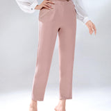 Modely Pantalones unicolor con bolsillo oblicuo crop