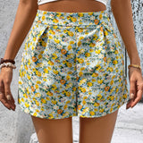 WYWH Shorts de talle alto con estampado floral
