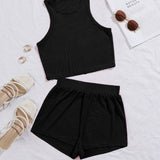 EZwear unicolor Top tank & Shorts