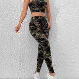 PETITE Top tank con estampado de camuflaje con cordon con capucha con pantalones