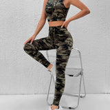 PETITE Top tank con estampado de camuflaje con cordon con capucha con pantalones