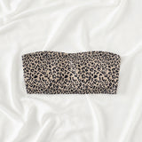 Swim Top bikini bandeau con estampado de leopardo