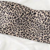 Swim Top bikini bandeau con estampado de leopardo