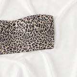 Swim Top bikini bandeau con estampado de leopardo