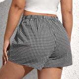 EZwear Shorts con estampado de guingan de cintura elastica
