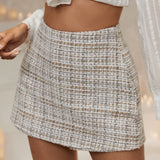 Prive Skort de talle alto de cuadros tweed