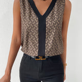 Blusa con estampado ribete en contraste