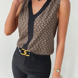 Blusa con estampado ribete en contraste