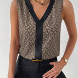 Blusa con estampado ribete en contraste