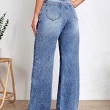 Frenchy Jeans con bolsillo oblicuo de pierna ancha