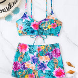 Swim Banador bikini con estampado floral con cordon