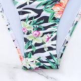 Swim Banador una pieza con estampado tropical con abertura con cordon lateral halter