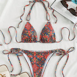 Swim Banador bikini con estampado triangulo con cordon lateral